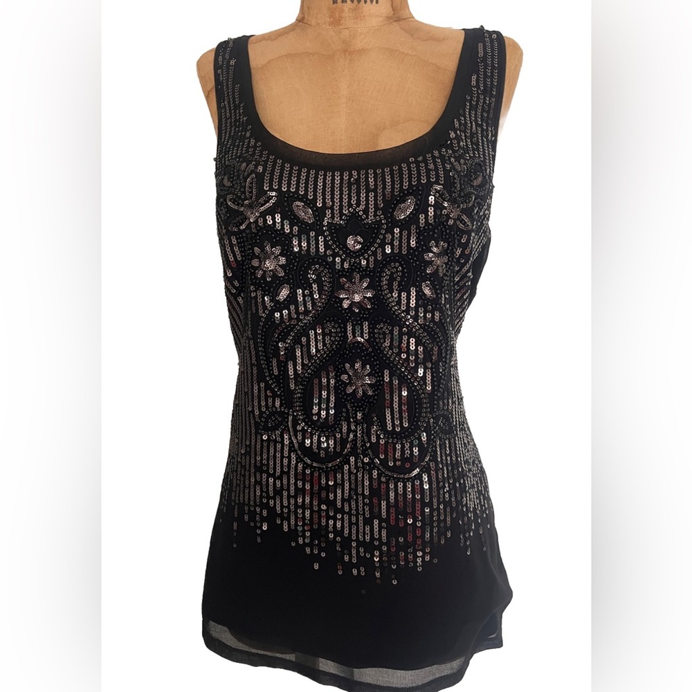 Express Elegant Black Sequin Top Like New! M